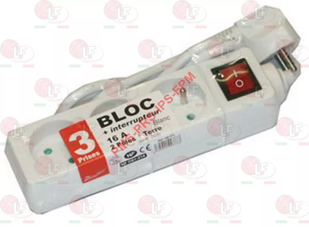 Bloc 3 Prises 10/16A + Interrupteur